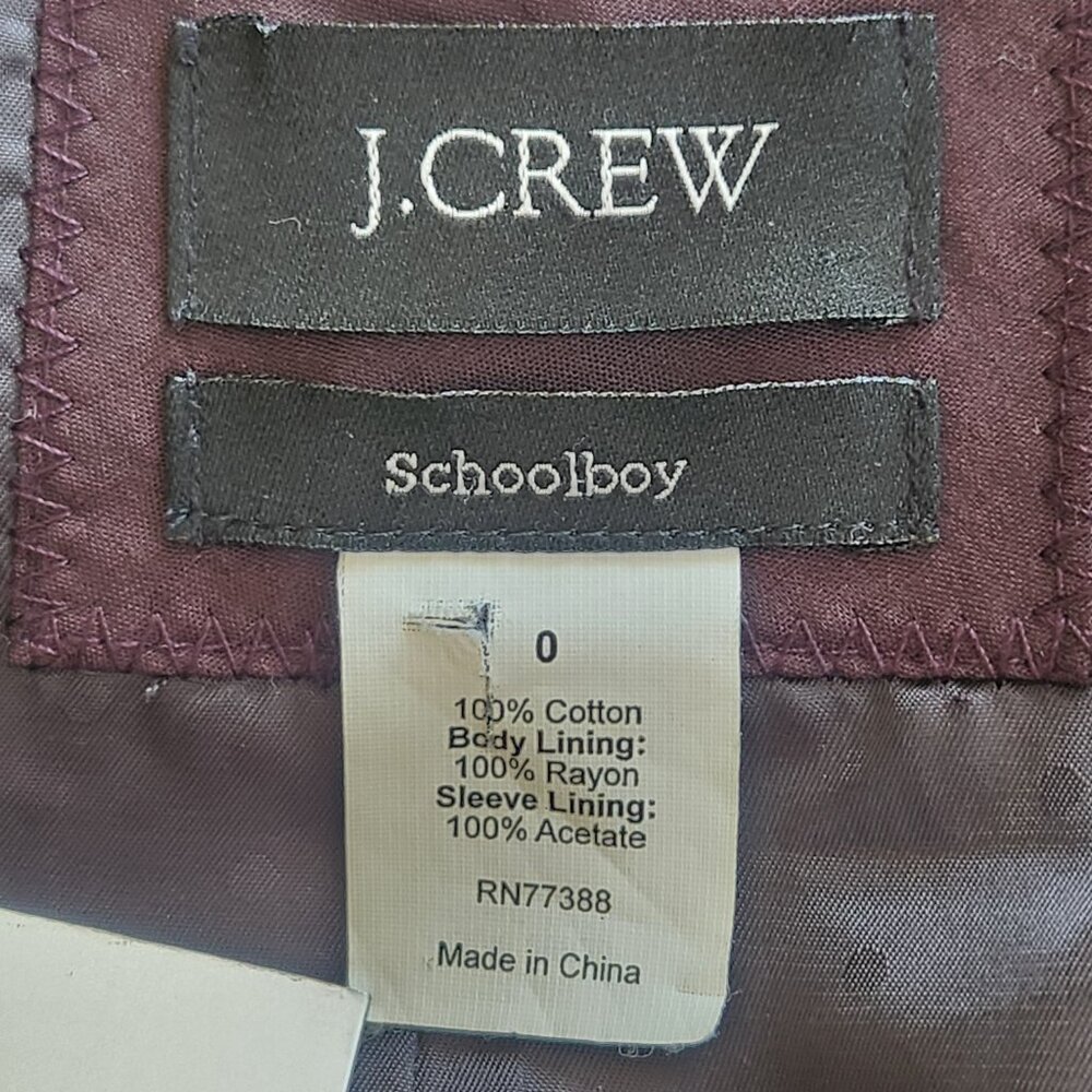 J. Crew Velvet Schoolboy Blazer Purple Plum Eggplant 0 - Picture 5 of 8
